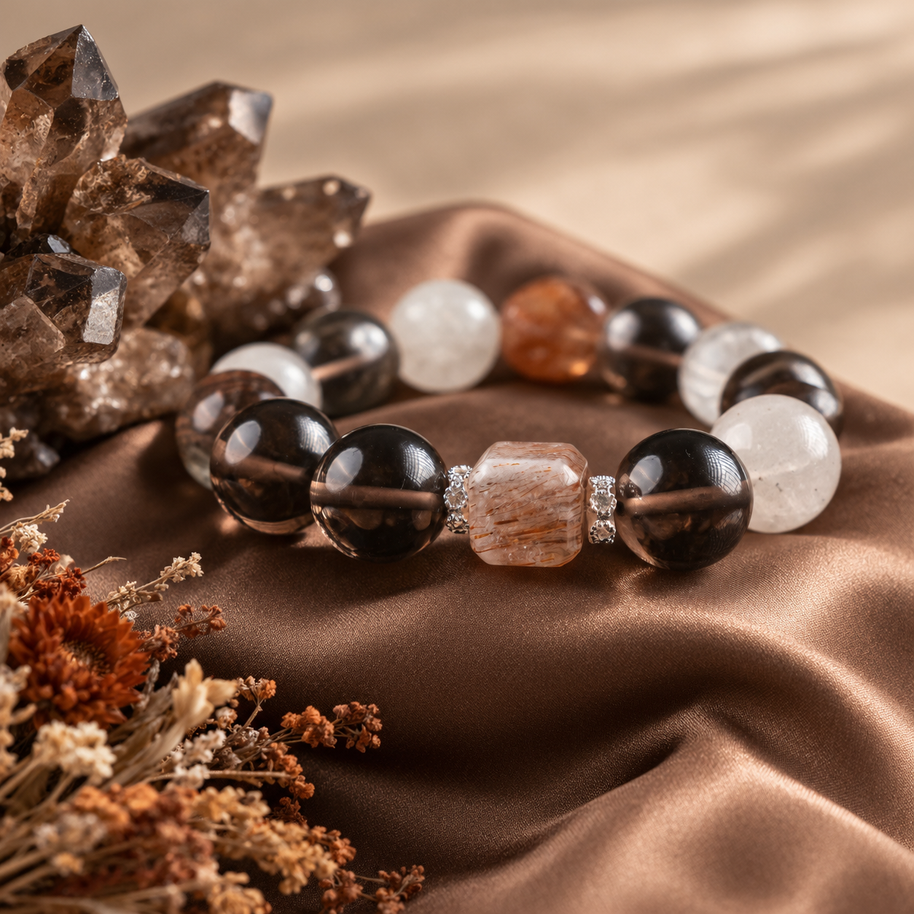 Cleansing Clear Waters Multicolor Smoky Quartz Handmade Bracelet·Earth｜Nourishment