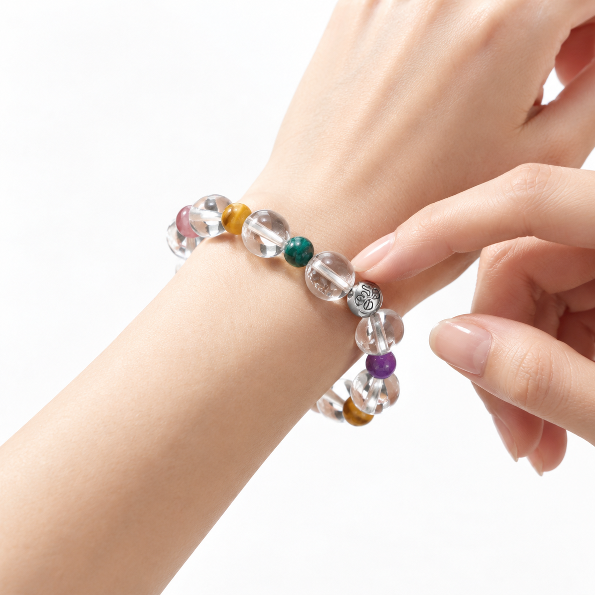 Cleansing Luck Quiet Prism Multicolor Clear Quartz Tiger's Eye Handmade Bracelet·Metal｜Refinement
