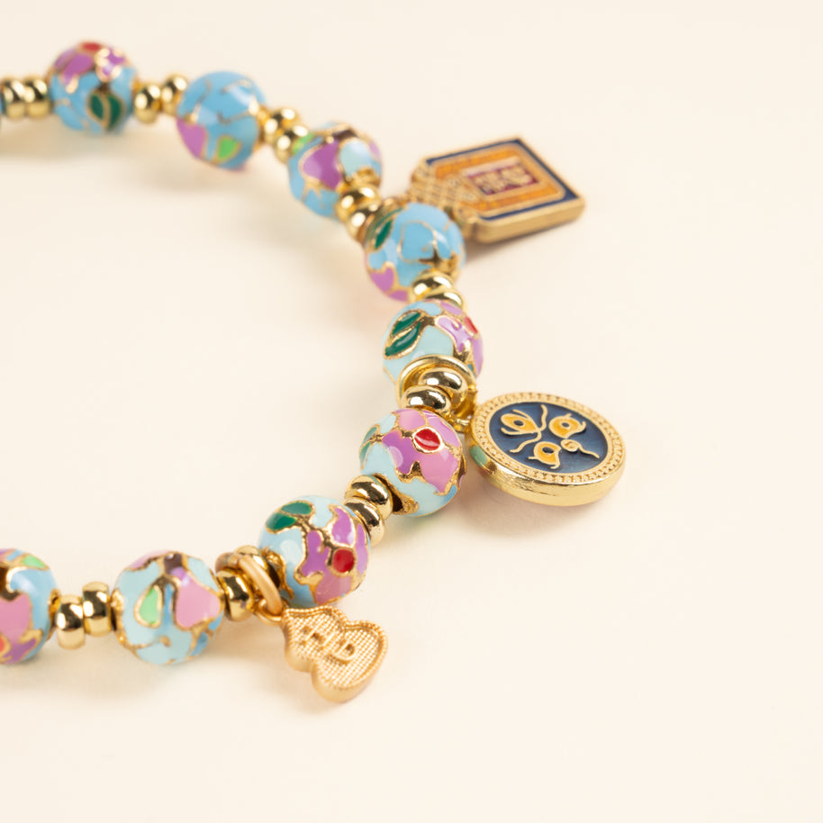 Luck Gathered Blessings（聚福）Multicolor Cloisonné Handmade Charm Bracelet — detail image 1