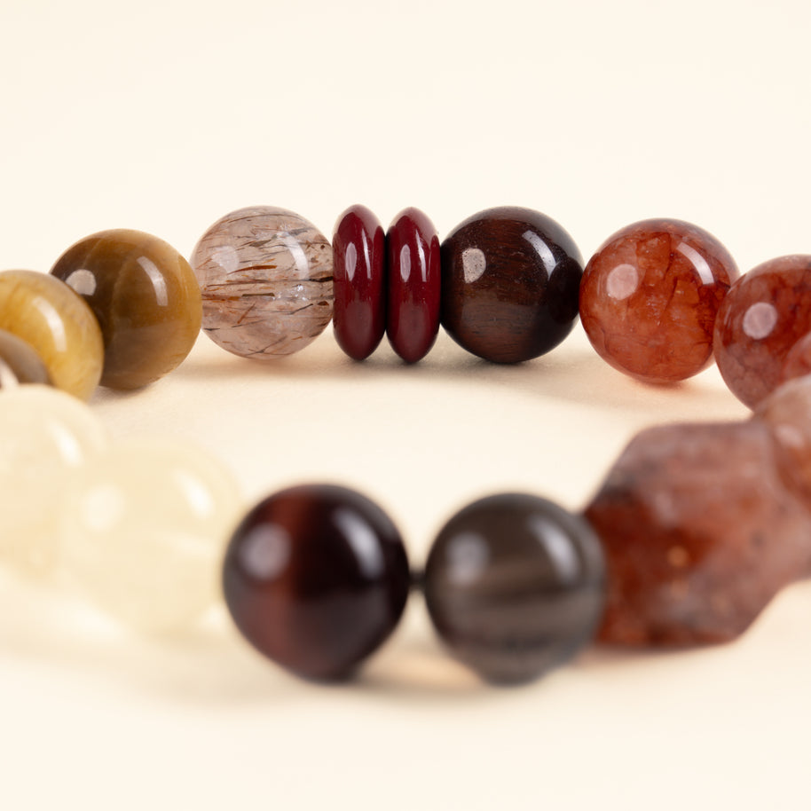 Confidence Career Golden Season Golden Tiger's Eye Lemon Quartz Handmade Bracelet·Earth｜Grounding — detail image 2
