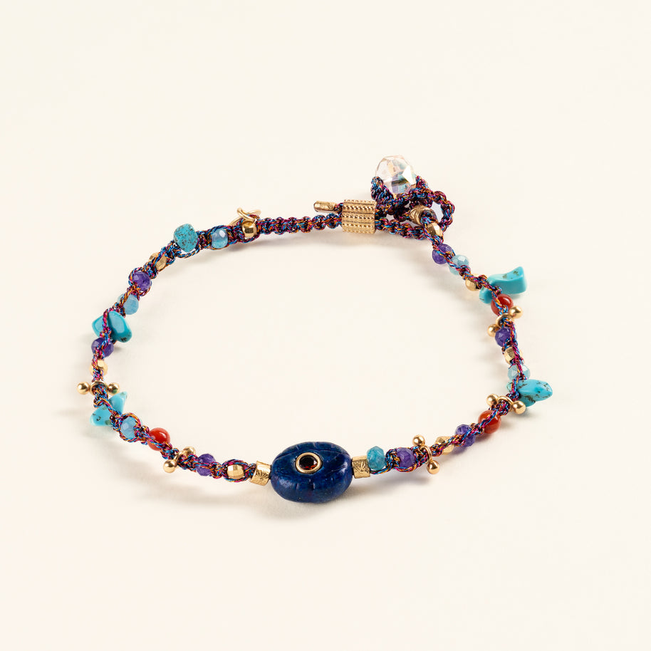 Authentic Expression Quiet Tides Multicolor Turquoise Lapis Lazuli Handmade Adjustable Bracelet·Water｜Intuition — main