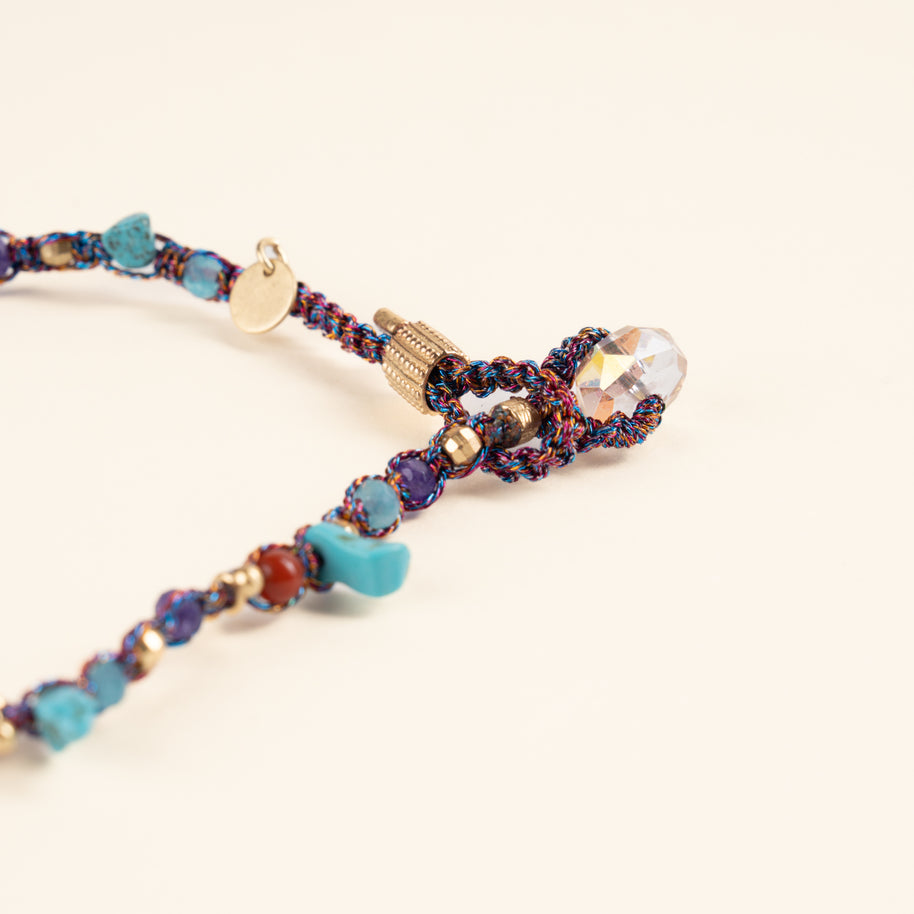 Authentic Expression Quiet Tides Multicolor Turquoise Lapis Lazuli Handmade Adjustable Bracelet·Water｜Intuition — detail image 2