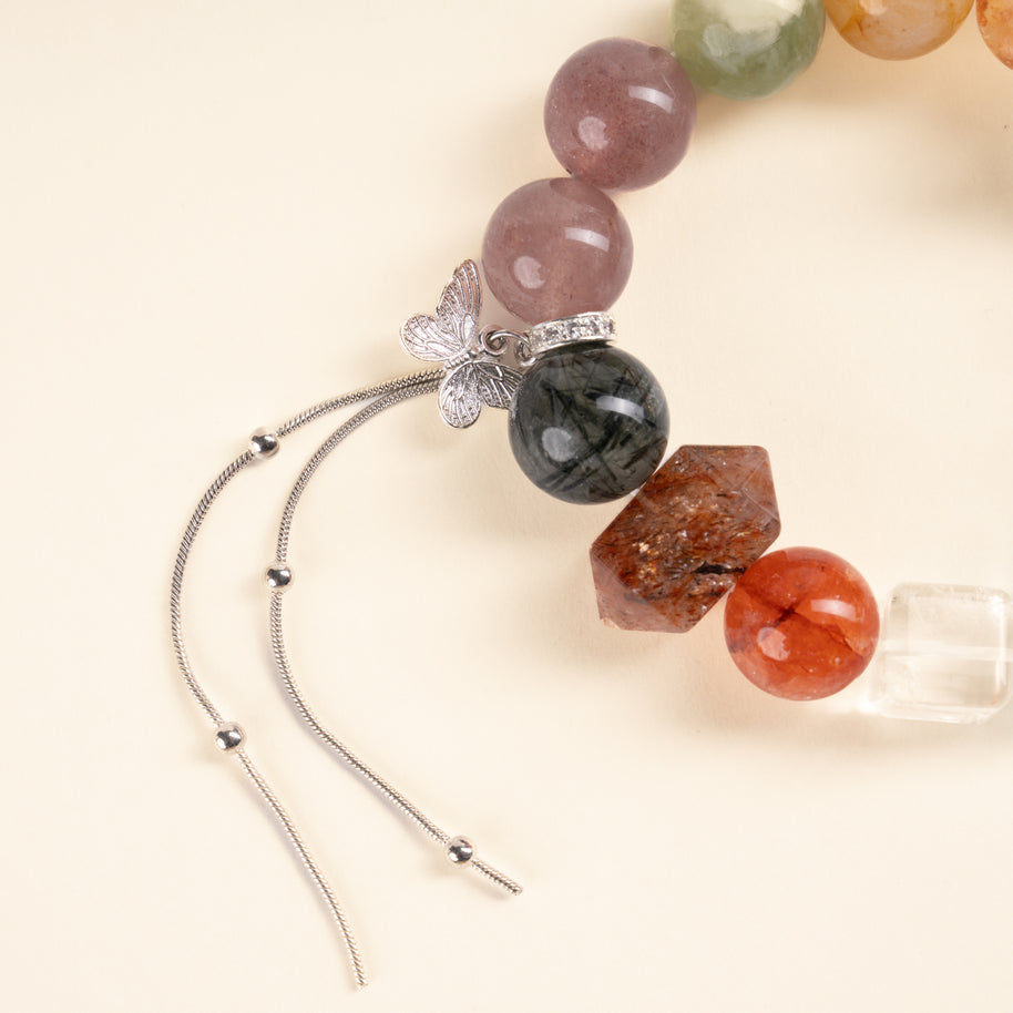 Abundance Transformation Prism Bloom Multicolor Citrine Amethyst Handmade Butterfly Charm Bracelet·Earth｜Grounding — detail image 1