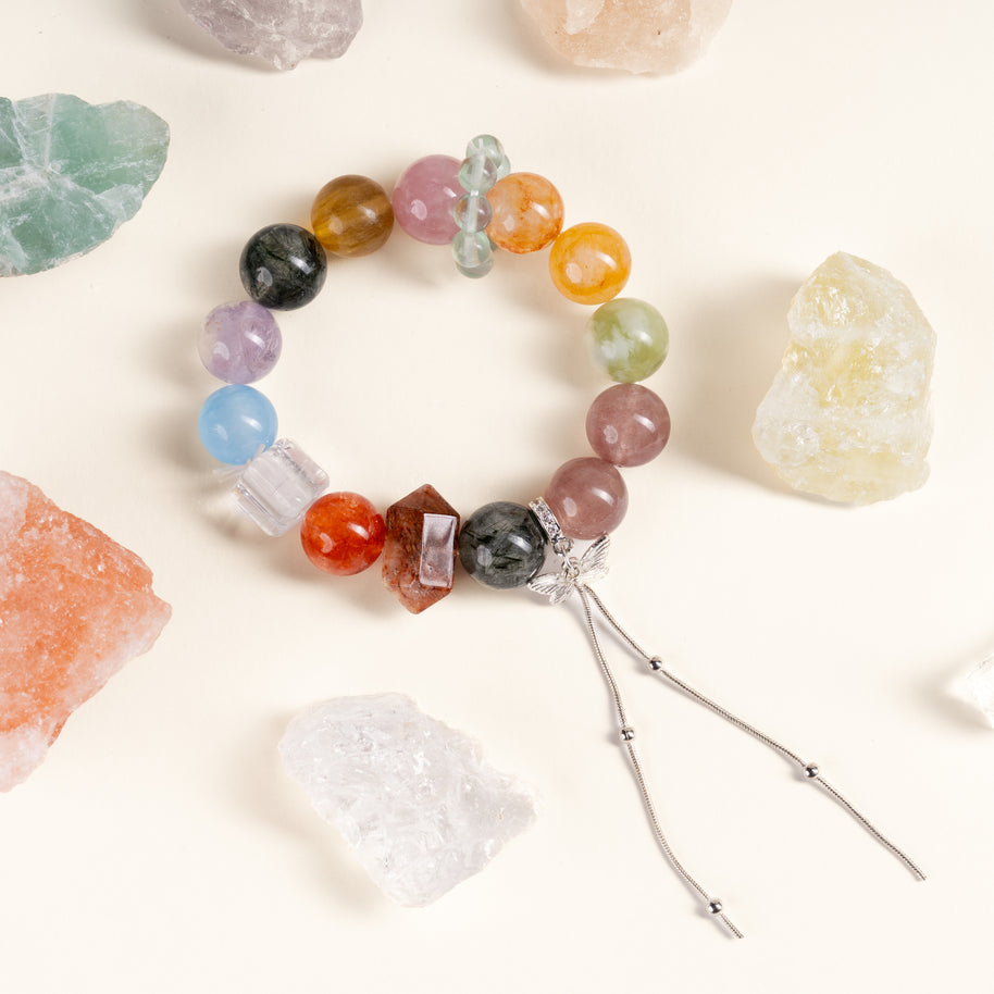 Abundance Transformation Prism Bloom Multicolor Citrine Amethyst Handmade Butterfly Charm Bracelet·Earth｜Grounding — atmosphere image 1