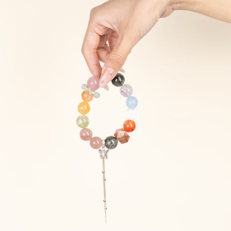 Abundance Transformation Prism Bloom Multicolor Citrine Amethyst Handmade Butterfly Charm Bracelet·Earth｜Grounding — on-hand image 1