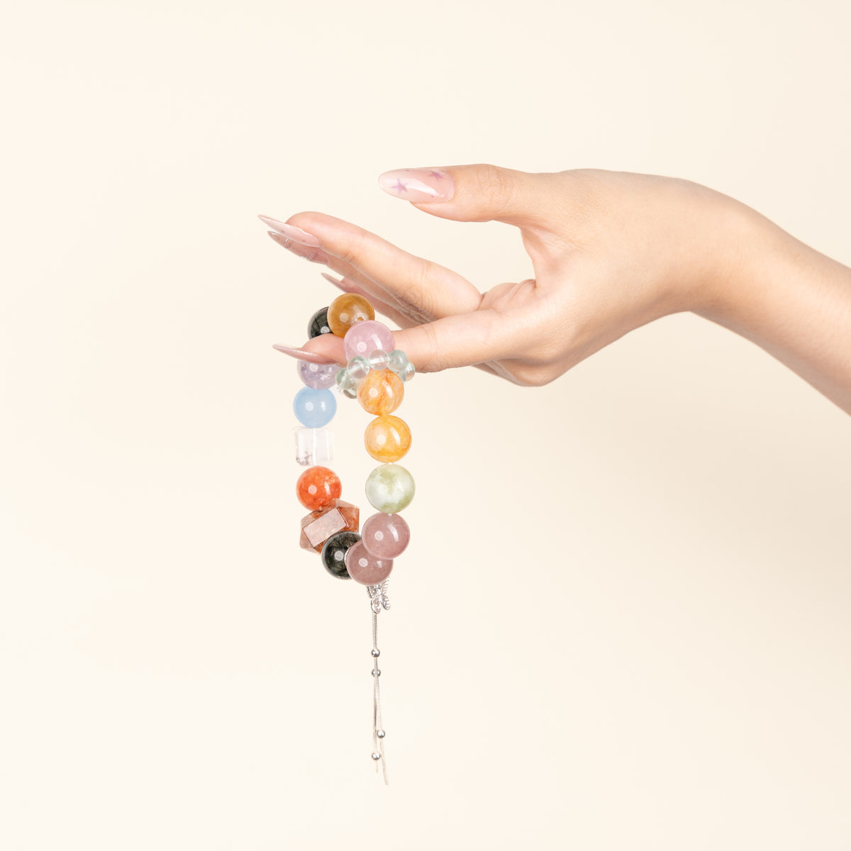 Abundance Transformation Prism Bloom Multicolor Citrine Amethyst Handmade Butterfly Charm Bracelet·Earth｜Grounding — on-hand image 2