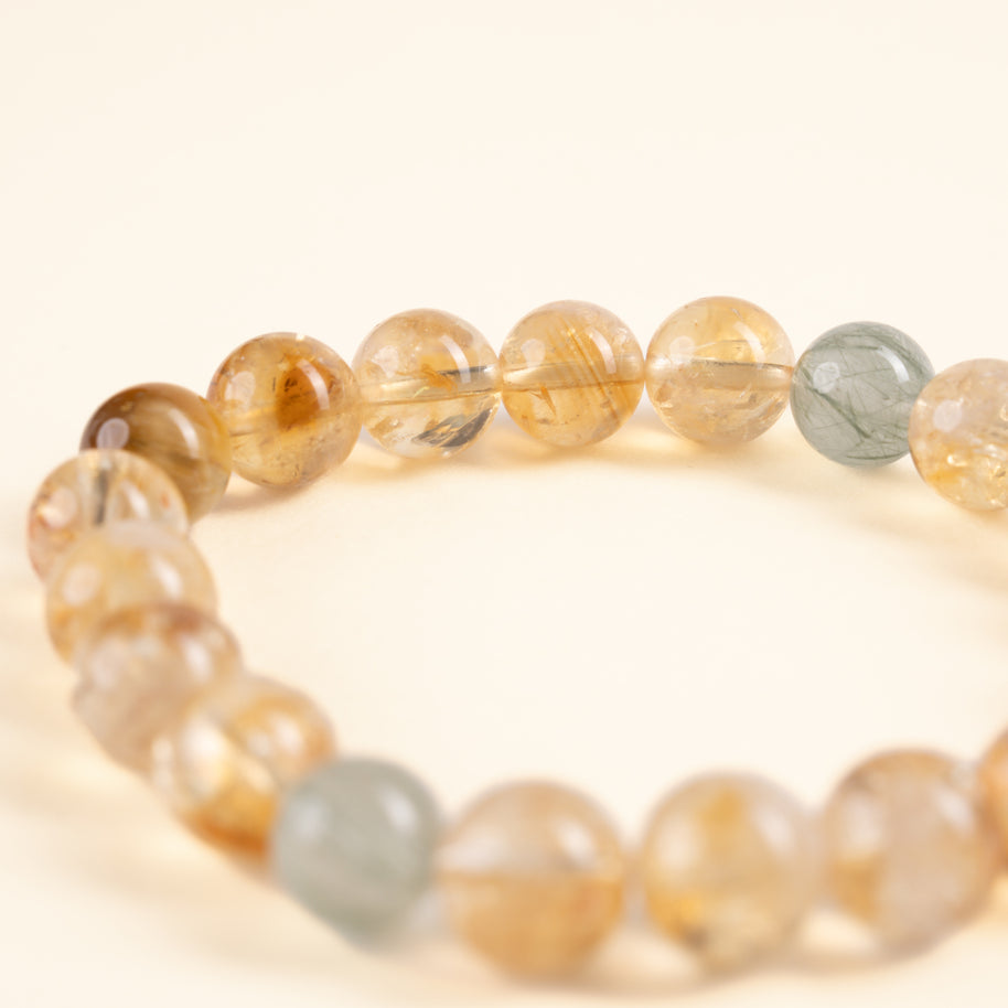 Abundance Confidence Golden Momentum Multicolor Golden Rutilated Quartz Golden Tiger's Eye Handmade Bracelet·Earth｜Grounding — detail image 2