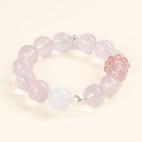 Love Self-Love Blush of Dawn Rose Quartz Snowflake Phantom Quartz Handmade Bracelet·Fire｜Passion — main