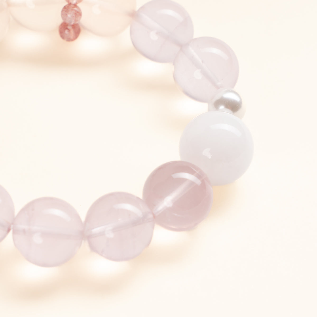 Love Self-Love Blush of Dawn Rose Quartz Snowflake Phantom Quartz Handmade Bracelet·Fire｜Passion — detail image 1