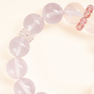 Love Self-Love Blush of Dawn Rose Quartz Snowflake Phantom Quartz Handmade Bracelet·Fire｜Passion — detail image 2