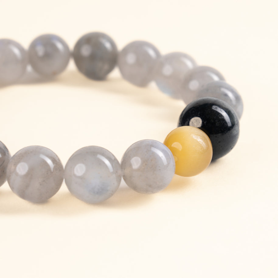 Intuition Transformation Ever Bright Moon Moonstone Tiger's Eye Handmade Bracelet·Metal｜Clarity — detail image 1