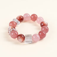 Love Self-Love Blush Romance Two-Tone Rose Quartz Strawberry Quartz Handmade Bracelet·Fire｜Passion — main