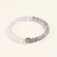 Love Self-Love Embrace of Dusk Rose Quartz Grey Moonstone Handmade Bracelet·Fire｜Passion — main