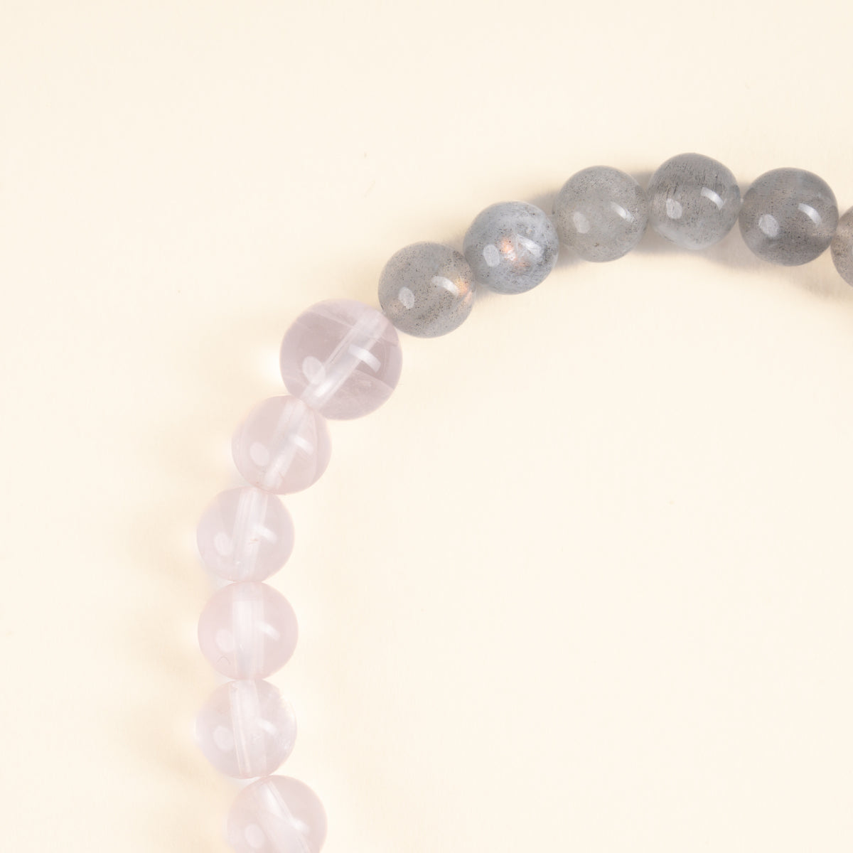Love Self-Love Embrace of Dusk Rose Quartz Grey Moonstone Handmade Bracelet·Fire｜Passion — detail image 2