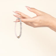 Love Self-Love Embrace of Dusk Rose Quartz Grey Moonstone Handmade Bracelet·Fire｜Passion — on-hand image 2