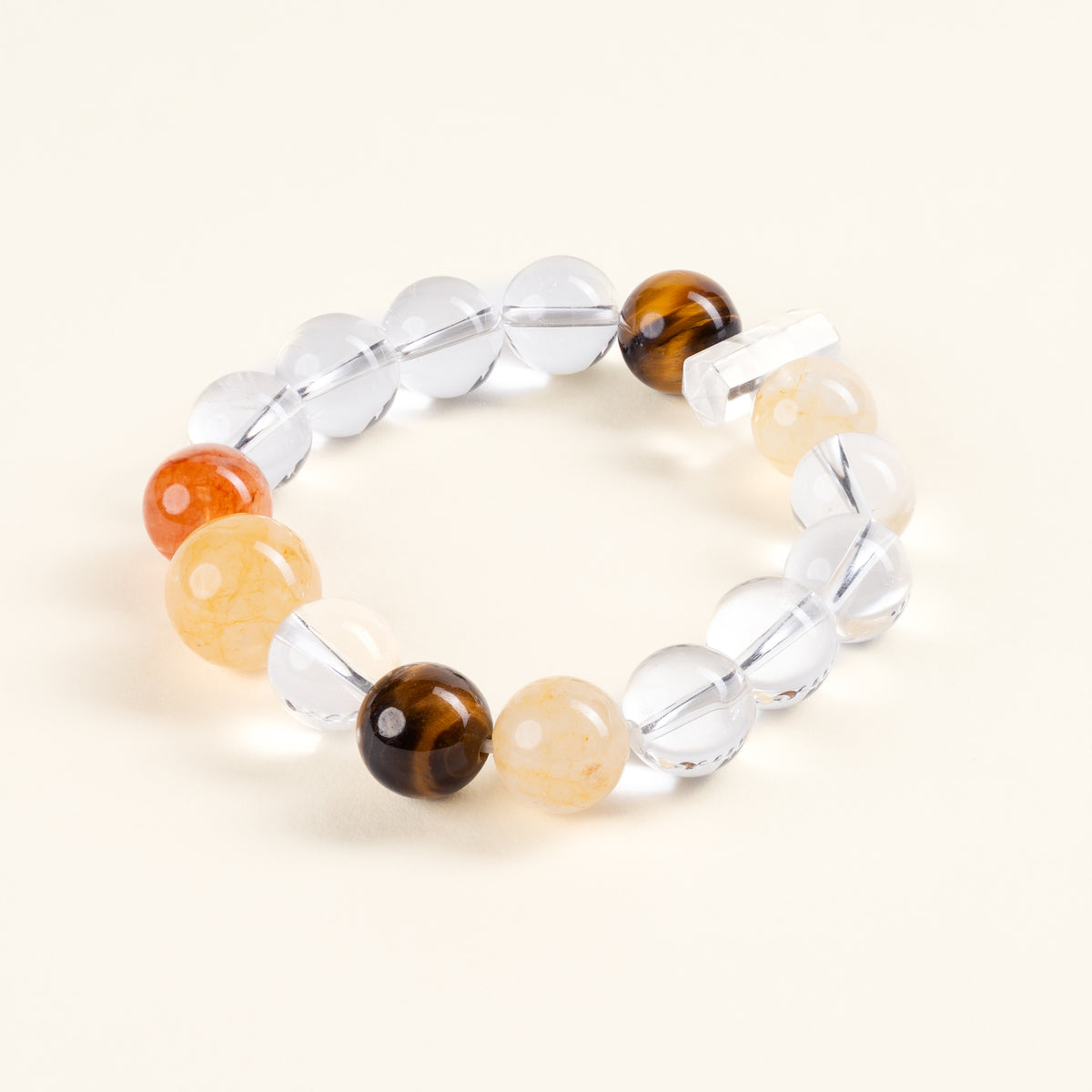 Abundance Security Harvest Gate Golden Accent Stone Clear Quartz Handmade Bracelet·Earth｜Grounding — main