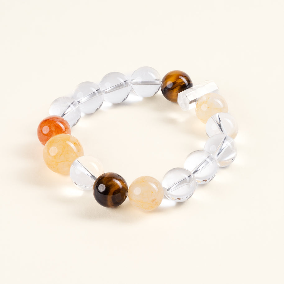 Abundance Security Harvest Gate Golden Accent Stone Clear Quartz Handmade Bracelet·Earth｜Grounding — main