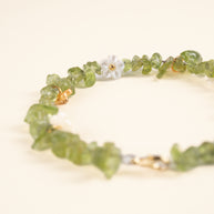 Abundance Self-Love Tender New Green Peridot Handmade Flower Charm Bracelet·Wood｜Growth — detail image 1