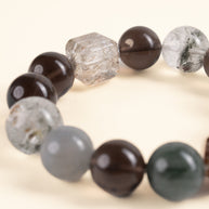 Transformation Cleansing Moonlight Drift Phantom Quartz Smoky Quartz Handmade Bracelet·Metal｜Clarity — detail image 2