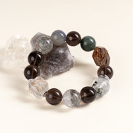 Transformation Cleansing Moonlight Drift Phantom Quartz Smoky Quartz Handmade Bracelet·Metal｜Clarity — atmosphere image 1