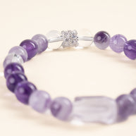 Source Connection Intuition Clear as First Light Clear Quartz Amethyst Handmade Bracelet·Metal｜Clarity — detail image 1
