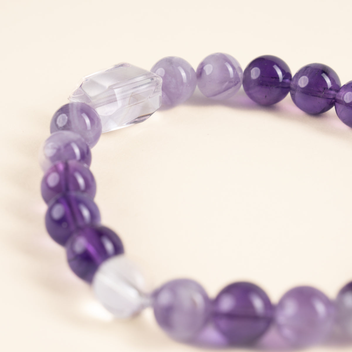 Source Connection Intuition Clear as First Light Clear Quartz Amethyst Handmade Bracelet·Metal｜Clarity — detail image 2