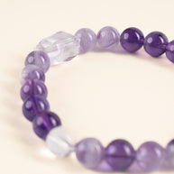 Source Connection Intuition Clear as First Light Clear Quartz Amethyst Handmade Bracelet·Metal｜Clarity — detail image 2