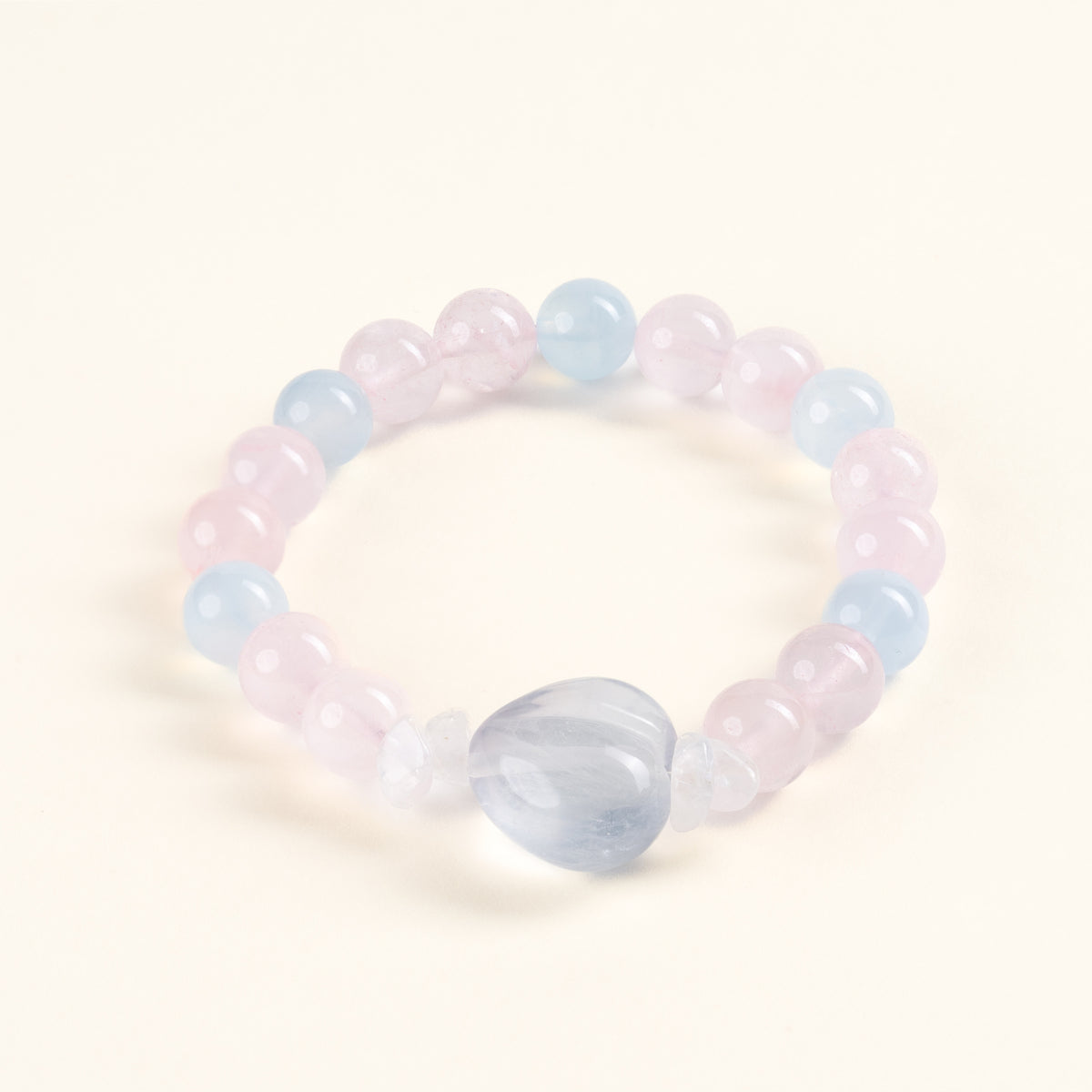 Calm Authentic Expression Gentle Undercurrent Rose Quartz Aquamarine Handmade Bracelet·Water｜Intuition — main