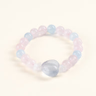 Calm Authentic Expression Gentle Undercurrent Rose Quartz Aquamarine Handmade Bracelet·Water｜Intuition — main