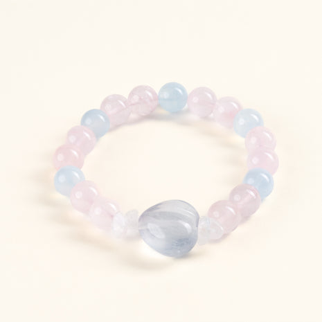 Calm Authentic Expression Gentle Undercurrent Rose Quartz Aquamarine Handmade Bracelet·Water｜Intuition — main