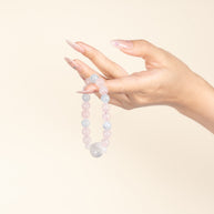 Calm Authentic Expression Gentle Undercurrent Rose Quartz Aquamarine Handmade Bracelet·Water｜Intuition — on-hand image 1