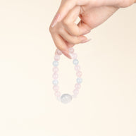 Calm Authentic Expression Gentle Undercurrent Rose Quartz Aquamarine Handmade Bracelet·Water｜Intuition — on-hand image 2