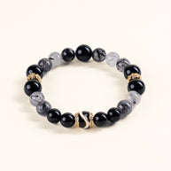 Protection Grounding Listening to the Tide Obsidian Black Rutilated Quartz Handmade Bracelet·Water｜Intuition — main