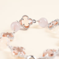 Love Self-Love Blush of Feeling Rose Quartz Handmade Clover Charm Bracelet·Fire｜Passion — detail image 1