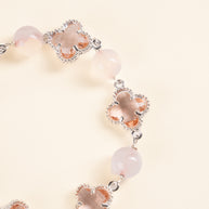 Love Self-Love Blush of Feeling Rose Quartz Handmade Clover Charm Bracelet·Fire｜Passion — detail image 2