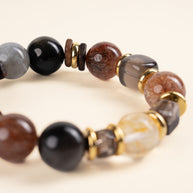Intuition Transformation Moonwashed Grey Moonstone Silver Obsidian Handmade Bracelet·Metal｜Clarity — detail image 2