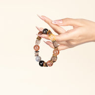 Intuition Transformation Moonwashed Grey Moonstone Silver Obsidian Handmade Bracelet·Metal｜Clarity — on-hand image 2