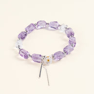 Lilac Whisper — Calm Intuition Two-Tone Amethyst Clear Quartz Handmade Bracelet · Fire｜Passion — main