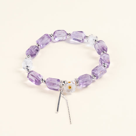Lilac Whisper — Calm Intuition Two-Tone Amethyst Clear Quartz Handmade Bracelet · Fire｜Passion — main