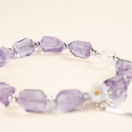 Lilac Whisper — Calm Intuition Two-Tone Amethyst Clear Quartz Handmade Bracelet · Fire｜Passion — detail image 2