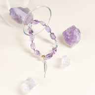 Lilac Whisper — Calm Intuition Two-Tone Amethyst Clear Quartz Handmade Bracelet · Fire｜Passion — atmosphere image 1