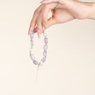 Lilac Whisper — Calm Intuition Two-Tone Amethyst Clear Quartz Handmade Bracelet · Fire｜Passion — on-hand image 2
