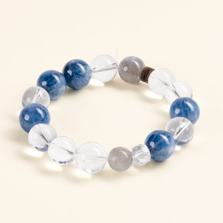 Source Connection Intuition Alone in Clarity Clear Quartz White Azez Stone Handmade Bracelet·Metal｜Clarity — main