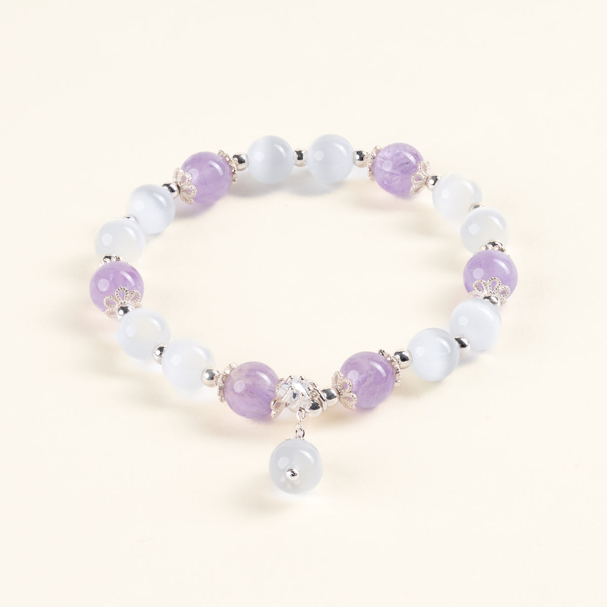 Confidence Luck Steady Stride Cat's Eye Stone Amethyst Handmade Bracelet·Earth｜Grounding — main