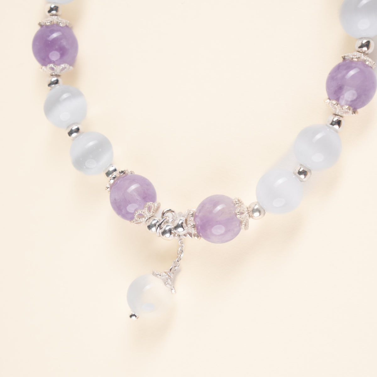 Confidence Luck Steady Stride Cat's Eye Stone Amethyst Handmade Bracelet·Earth｜Grounding — detail image 1