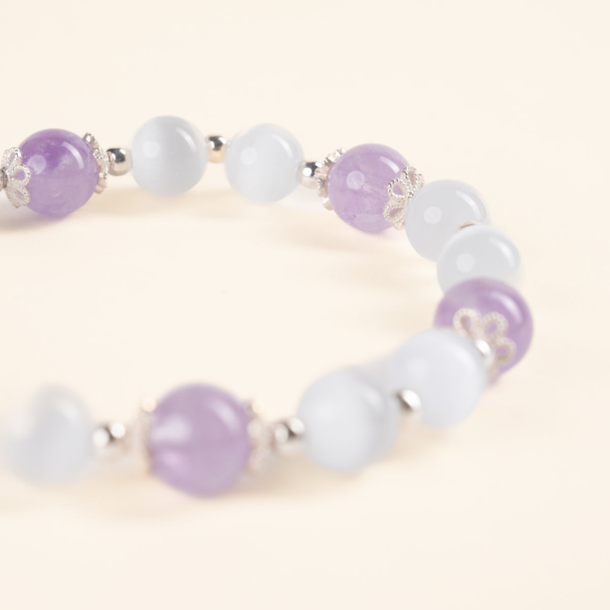 Confidence Luck Steady Stride Cat's Eye Stone Amethyst Handmade Bracelet·Earth｜Grounding — detail image 2