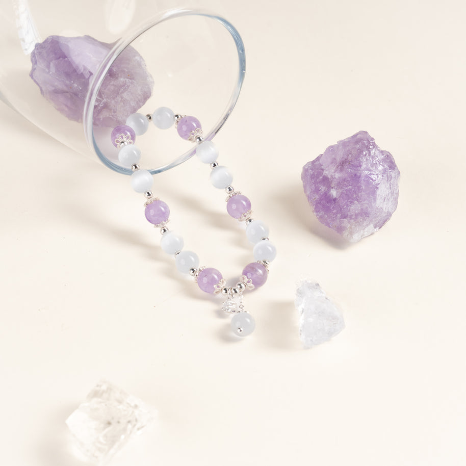 Confidence Luck Steady Stride Cat's Eye Stone Amethyst Handmade Bracelet·Earth｜Grounding — atmosphere image 1
