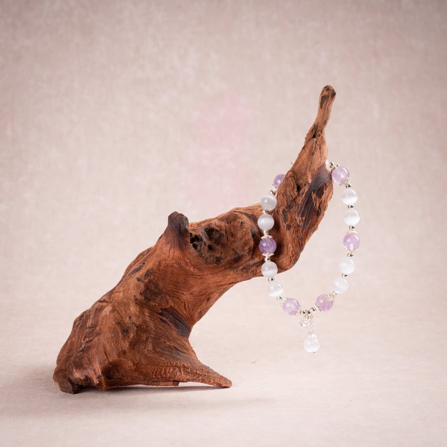 Confidence Luck Steady Stride Cat's Eye Stone Amethyst Handmade Bracelet·Earth｜Grounding — atmosphere image 2