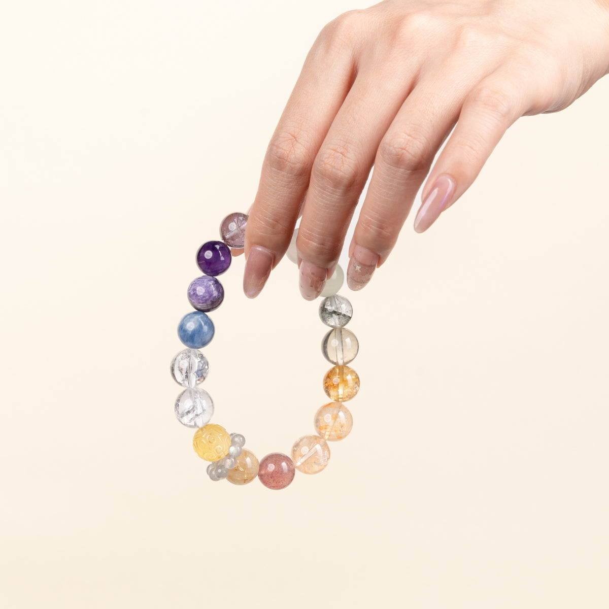 Abundance Confidence First Harvest Citrine Red Accent Stone Handmade Bracelet·Earth｜Grounding — on-hand image 2