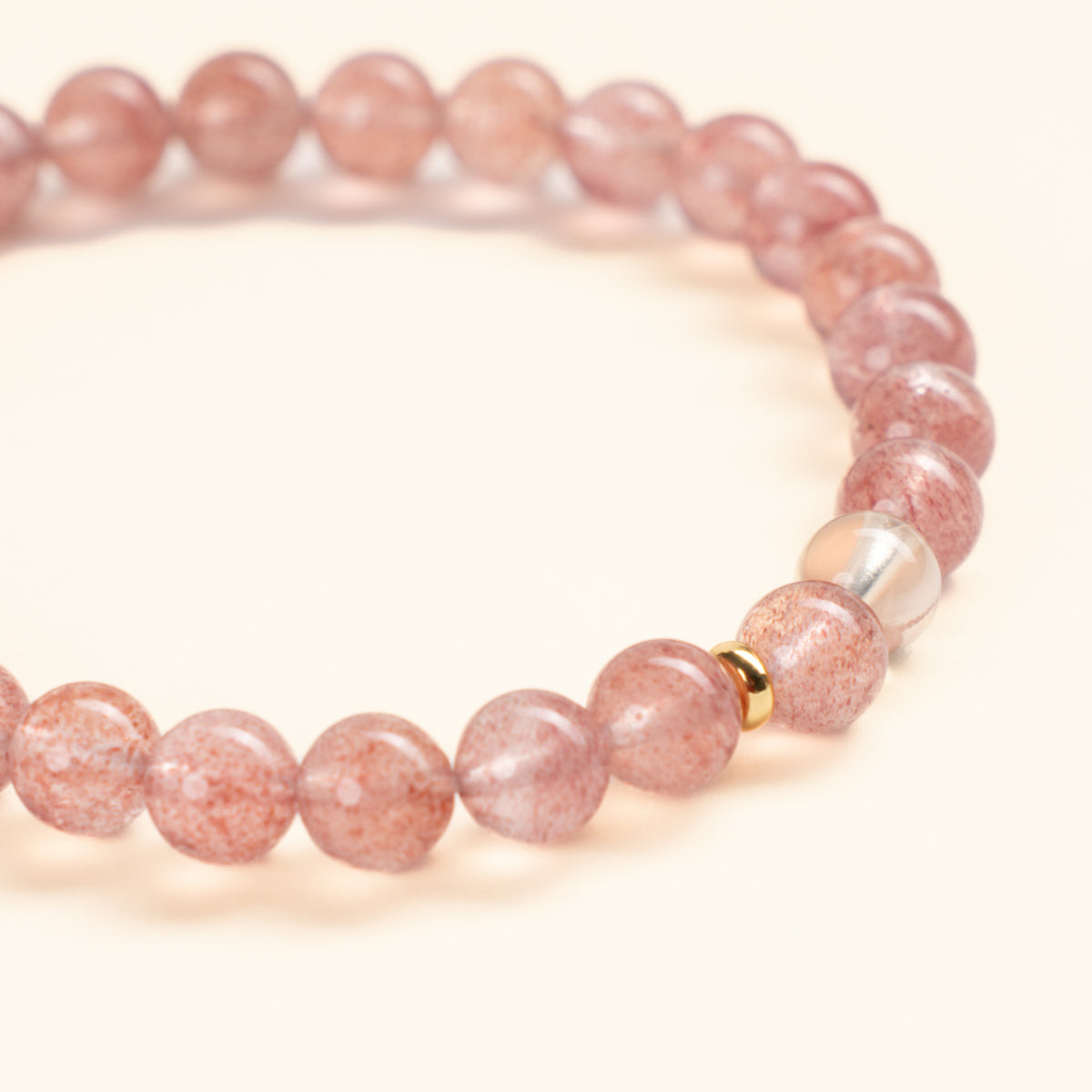 Self-Love Love Untouched Light Strawberry Quartz Citrine Handmade Bracelet·Metal｜Clarity — detail image 1